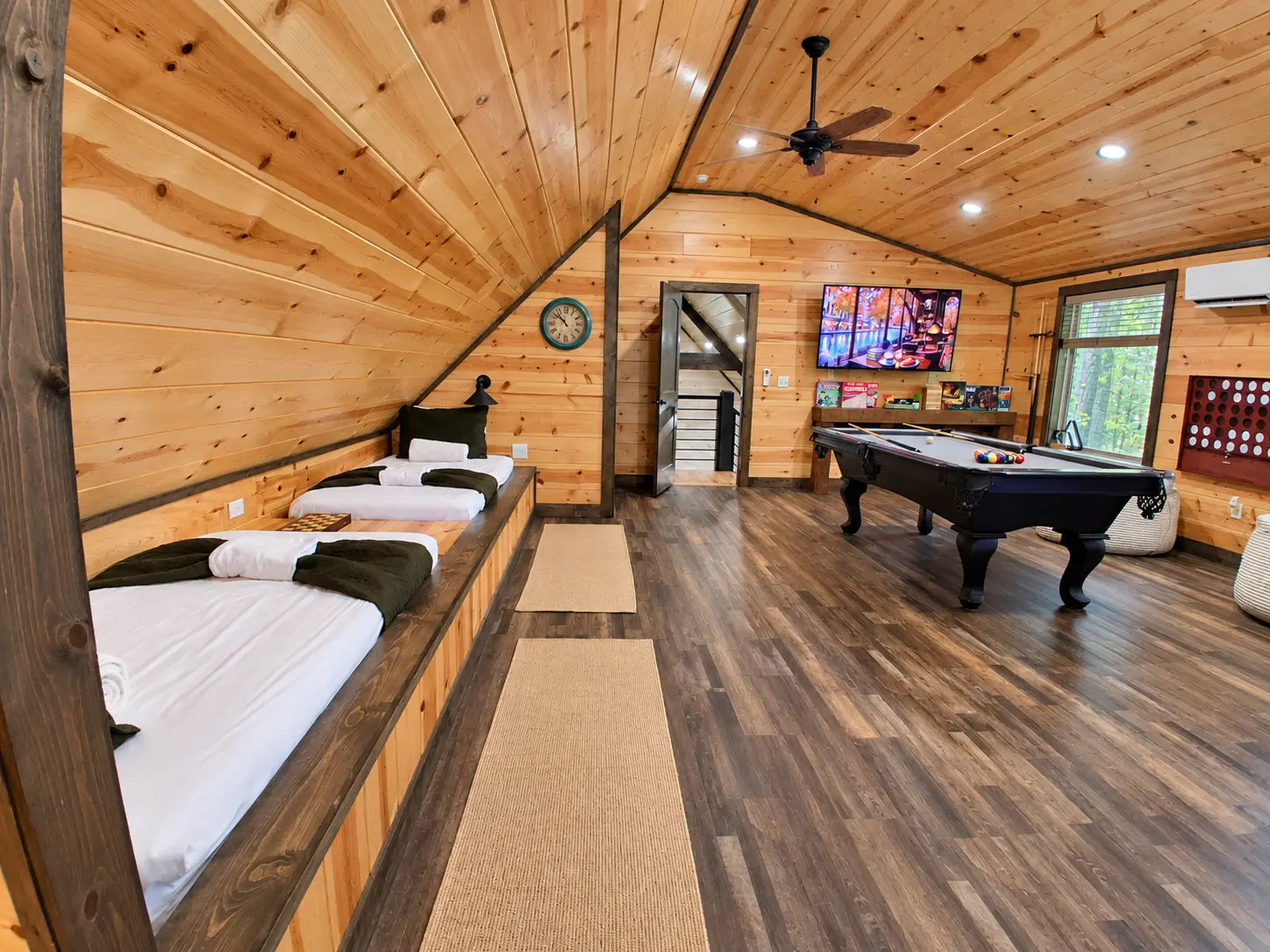 Wide view of The Rustic Reserve game loft