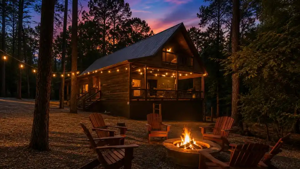 Exterior of The Rustic Reserve cabin in Hochatown